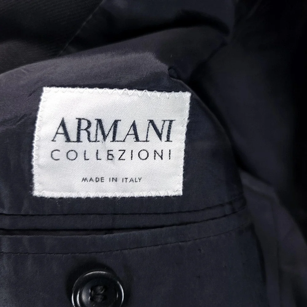 Armani Collezioni Suit Mens 40 34x32 Black Wool 2 Piece Made In Italy Wedding